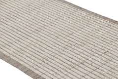 Rug & Kilim’s Extra-Long Kilim Runner Rug with White Textural Stripes and Striae