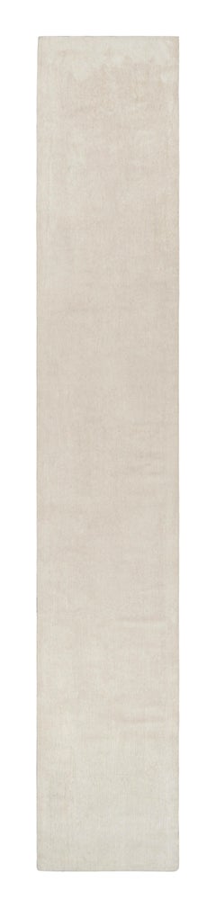 Rug & Kilim’s Extra-Long Runner Rug in Textured Monochrome White Tones & Striae