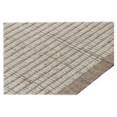 Rug & Kilim’s Extra-Long Runner, Solid Rug in White and Beige Textural Stripes