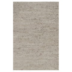 Rug & Kilim’s Extra-Long Solid Runner Rug in White with Textural Stripes