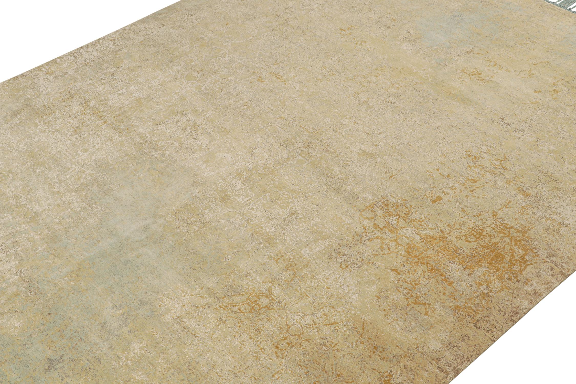 Rug & Kilim's Farahan style Transitional Rug in Gold und Blau All Over Pattern (Handgeknüpft) im Angebot