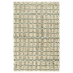 Campione di tappeto personalizzato a trama piatta di Rug & Kilim, Gradience Taupe e strisce blu