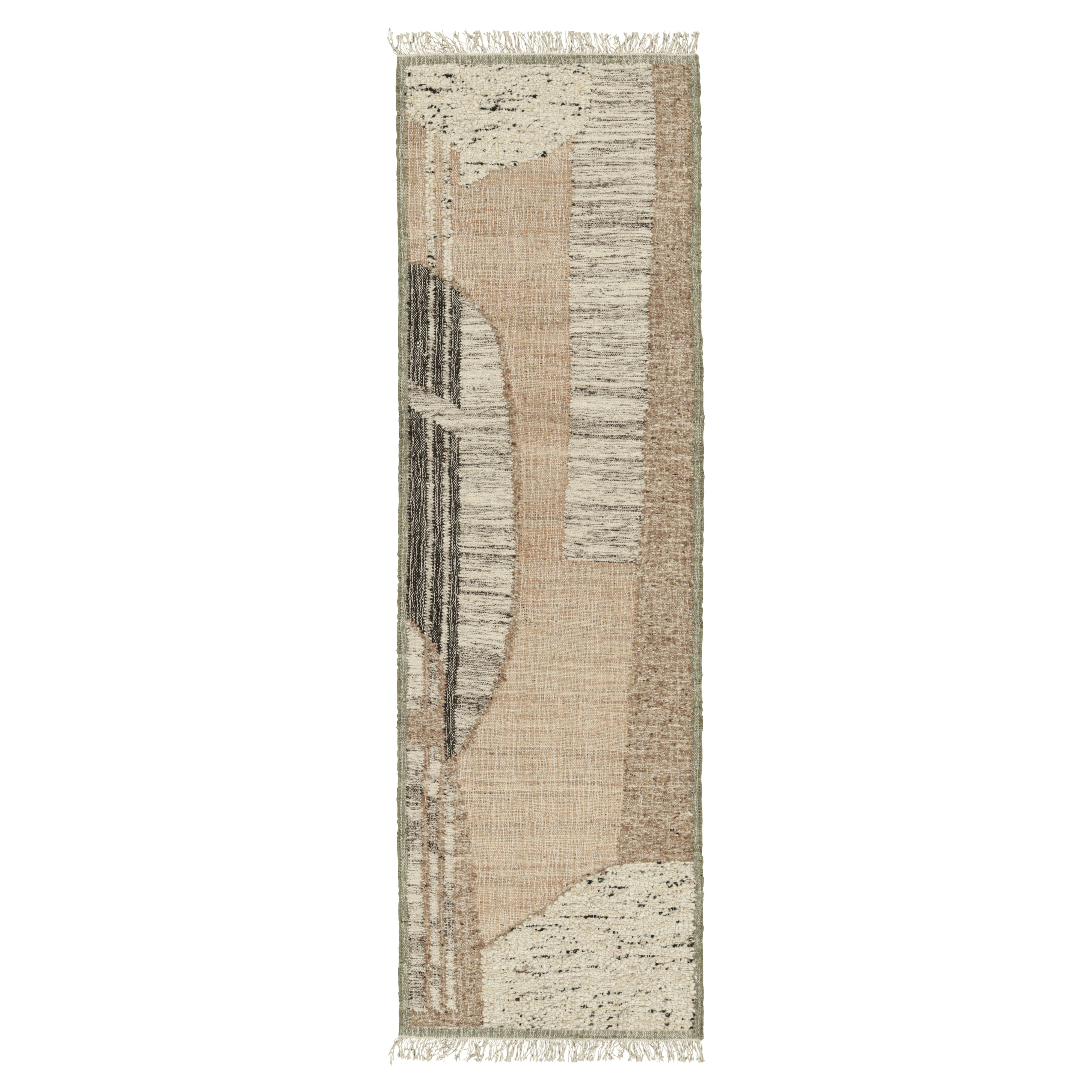 Rug
Kilim’s Flatweave Runner with Beige, Cream, and Black Geometric Patterns