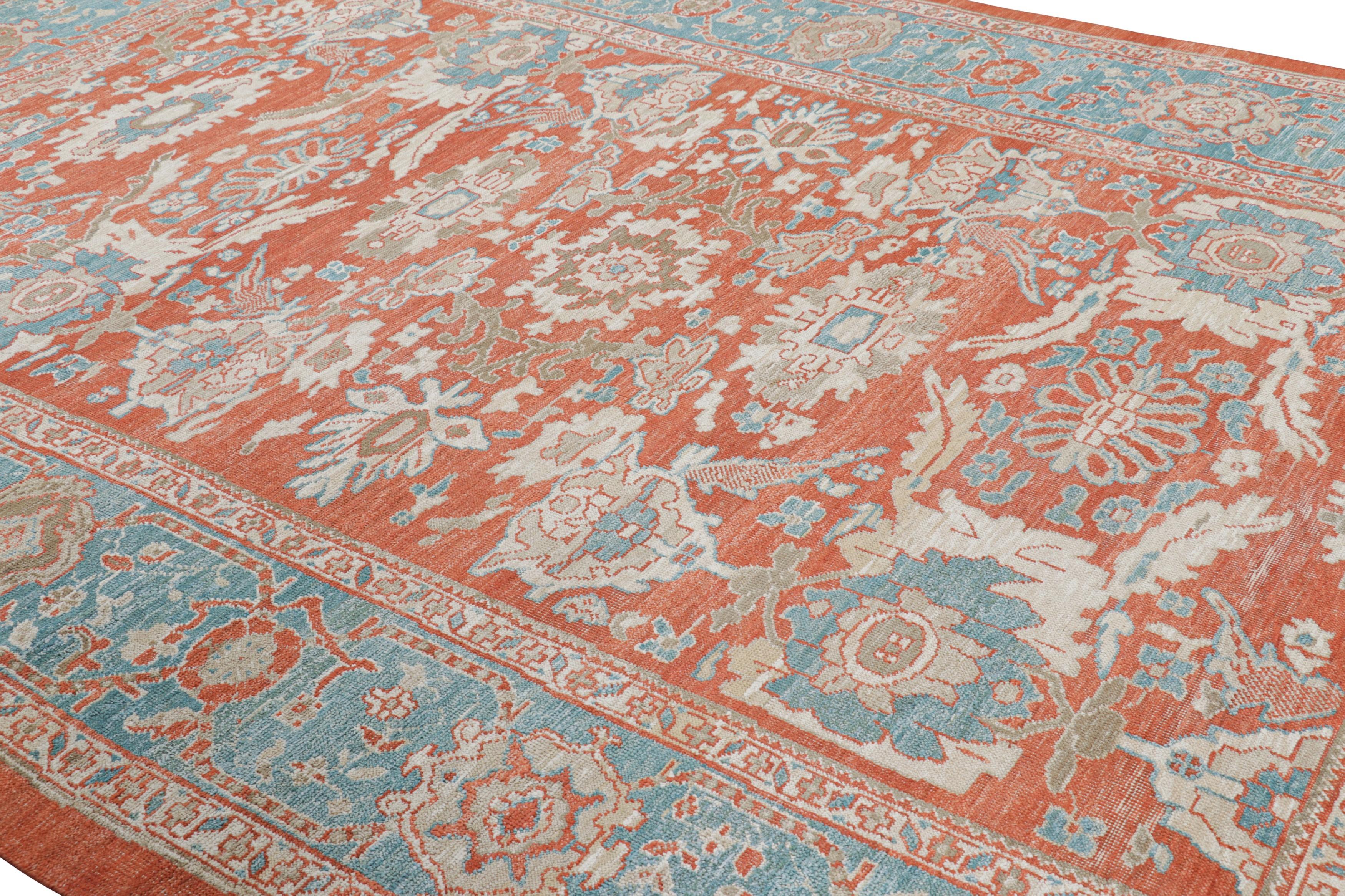 Hand-knotted in wool and silk, this 10x14 rug is a bold reimagining of Oushak rugs in one of Rug & Kilim’s most elegant new Modern Classics Collections.

On the Design: 

This piece enjoys a vibrant orange field and draws on turn-of-the-century