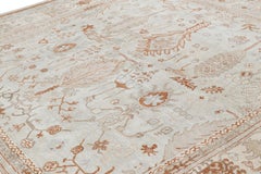 Rug & Kilim’s Floral Oushak Style Square Rug in Light Blue with Floral Patterns