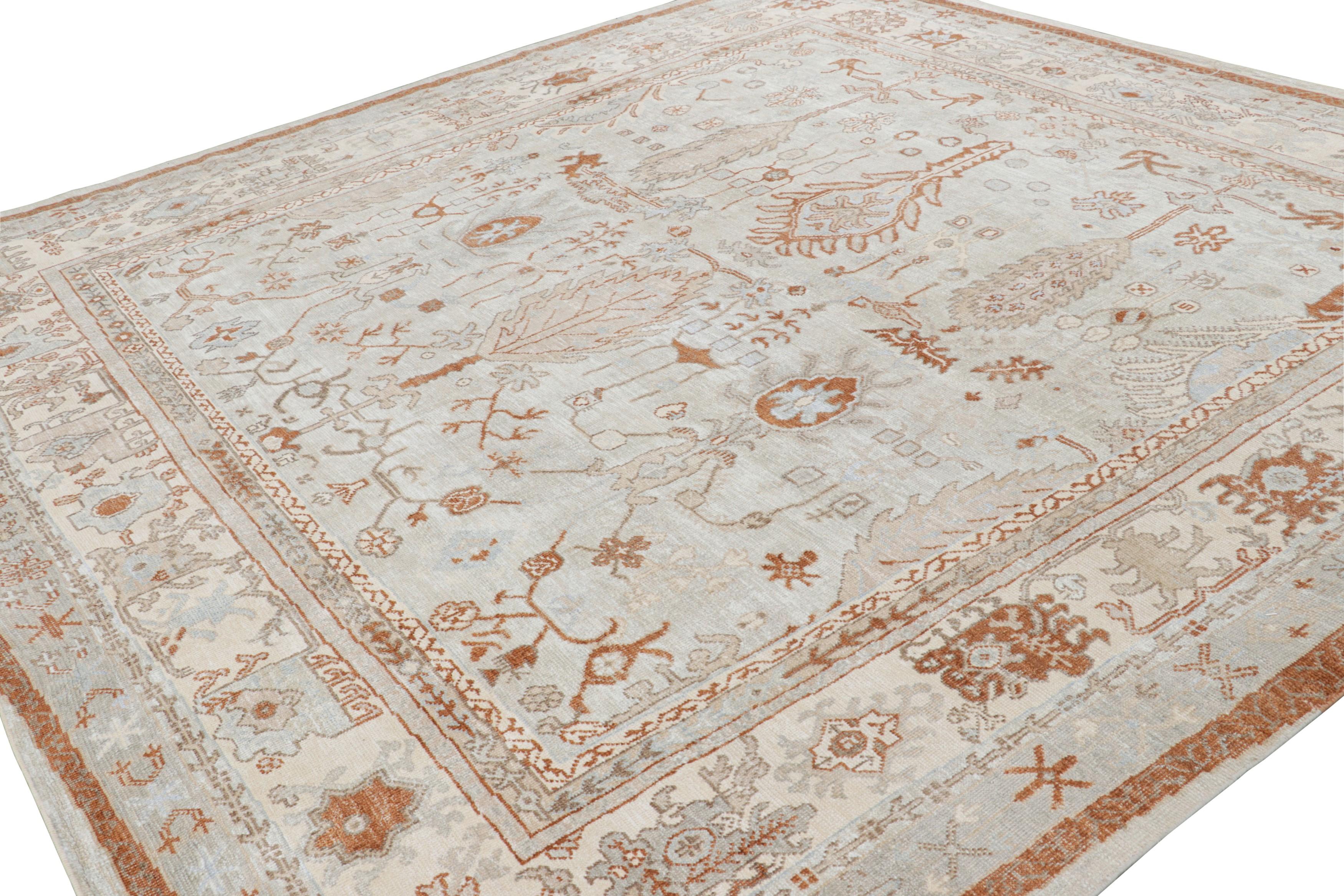 Rug & Kilim's Floral Oushak Style Square Rug in Light Blue with Floral Patterns (tapis carré floral de style Oushak en bleu clair avec des motifs floraux) Neuf - En vente à Long Island City, NY