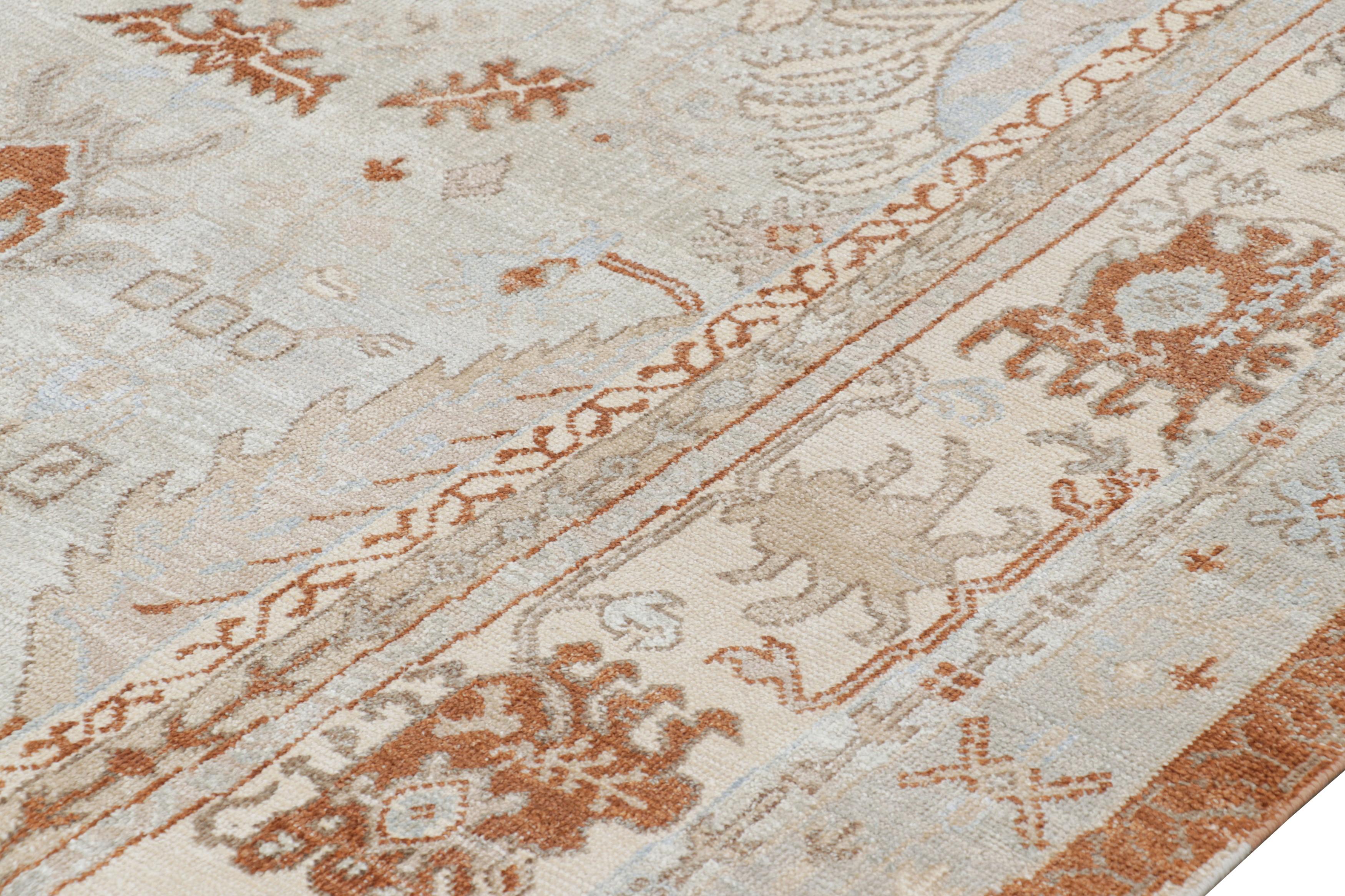 XXIe siècle et contemporain Rug & Kilim's Floral Oushak Style Square Rug in Light Blue with Floral Patterns (tapis carré floral de style Oushak en bleu clair avec des motifs floraux) en vente
