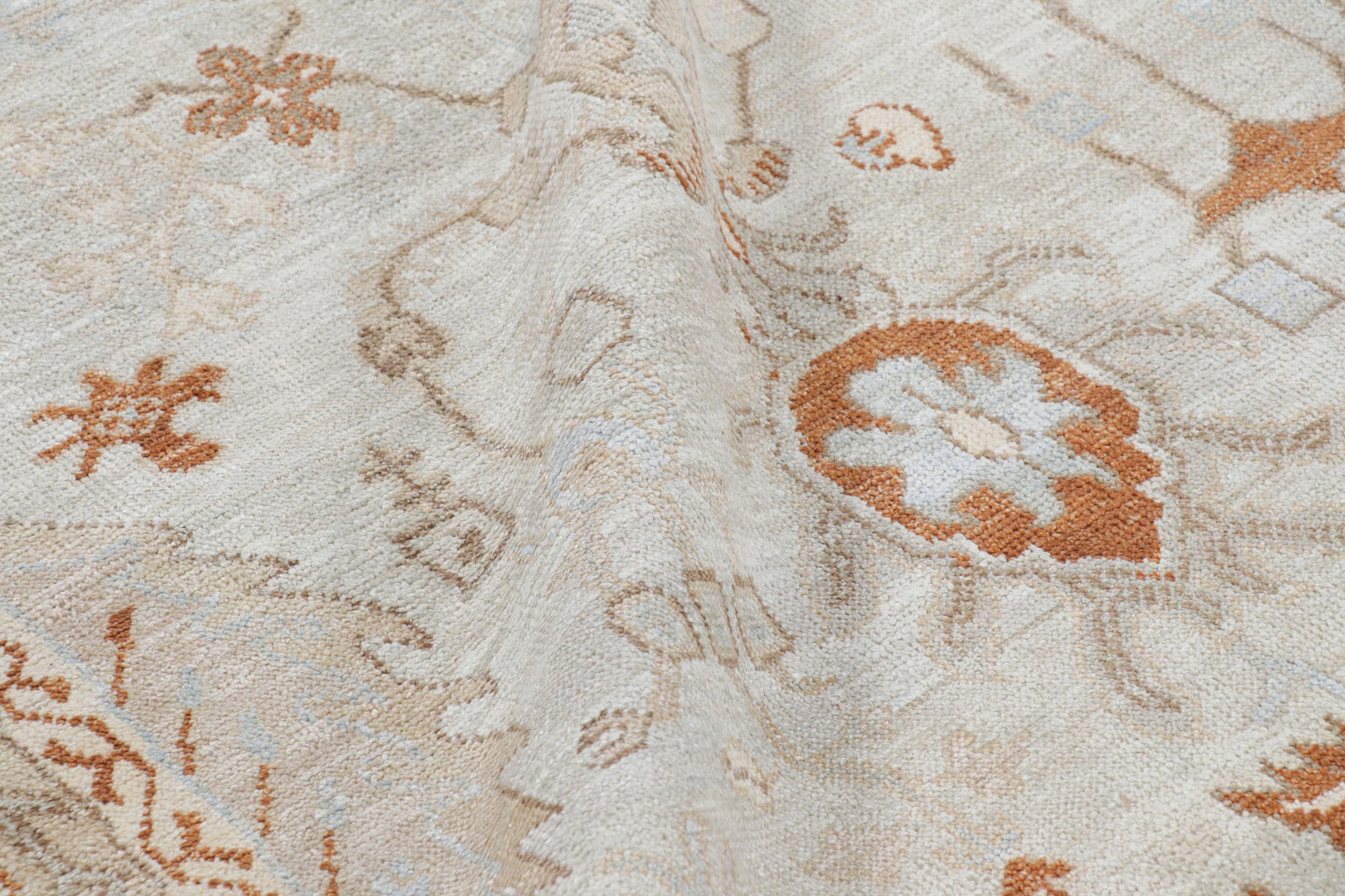 Rug & Kilim's Floral Oushak Style Square Rug in Light Blue with Floral Patterns (tapis carré floral de style Oushak en bleu clair avec des motifs floraux) en vente 1
