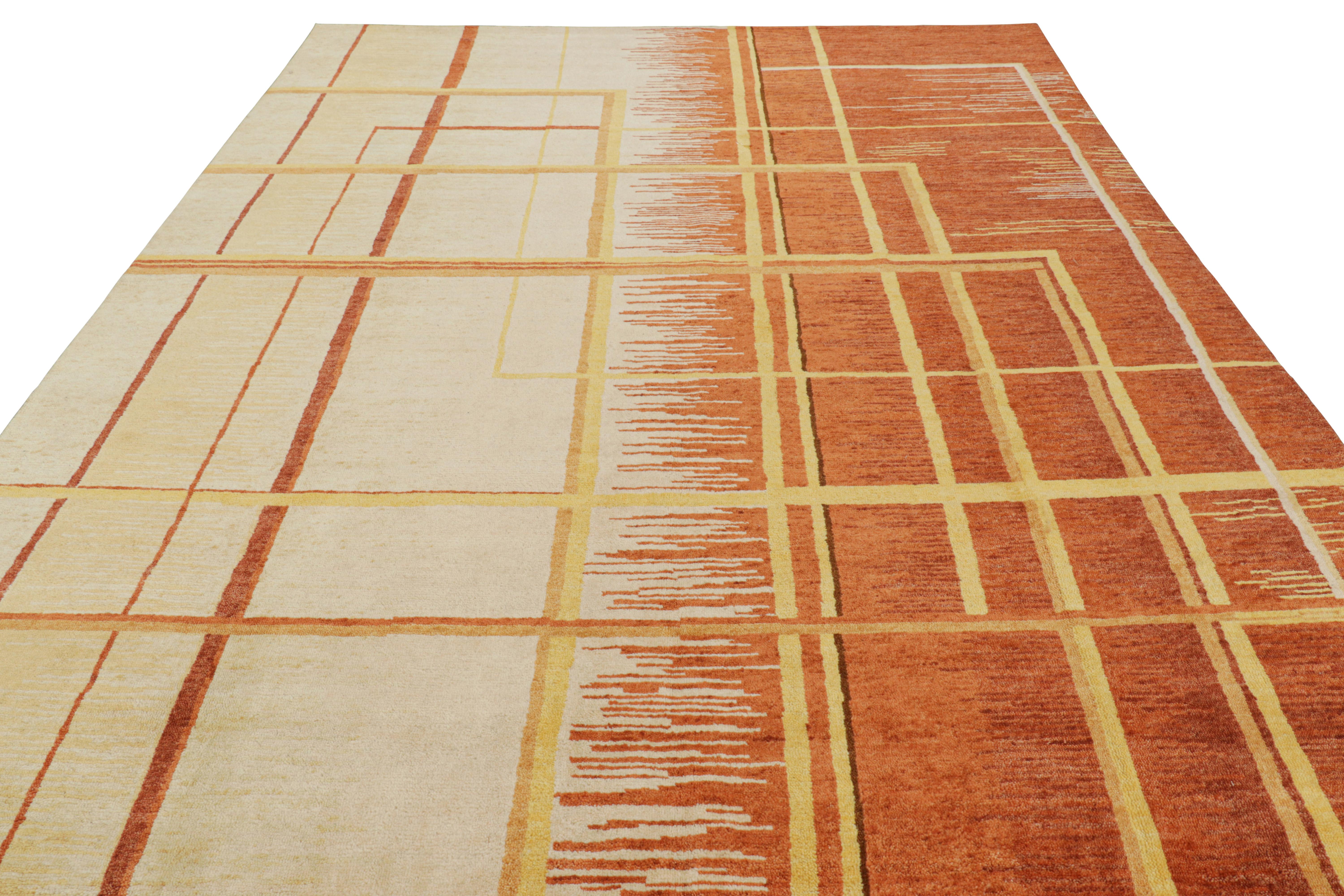 Rug & Kilims französischer Art-Déco-Teppich mit lebhaften geometrischen Mustern (Indisch) im Angebot