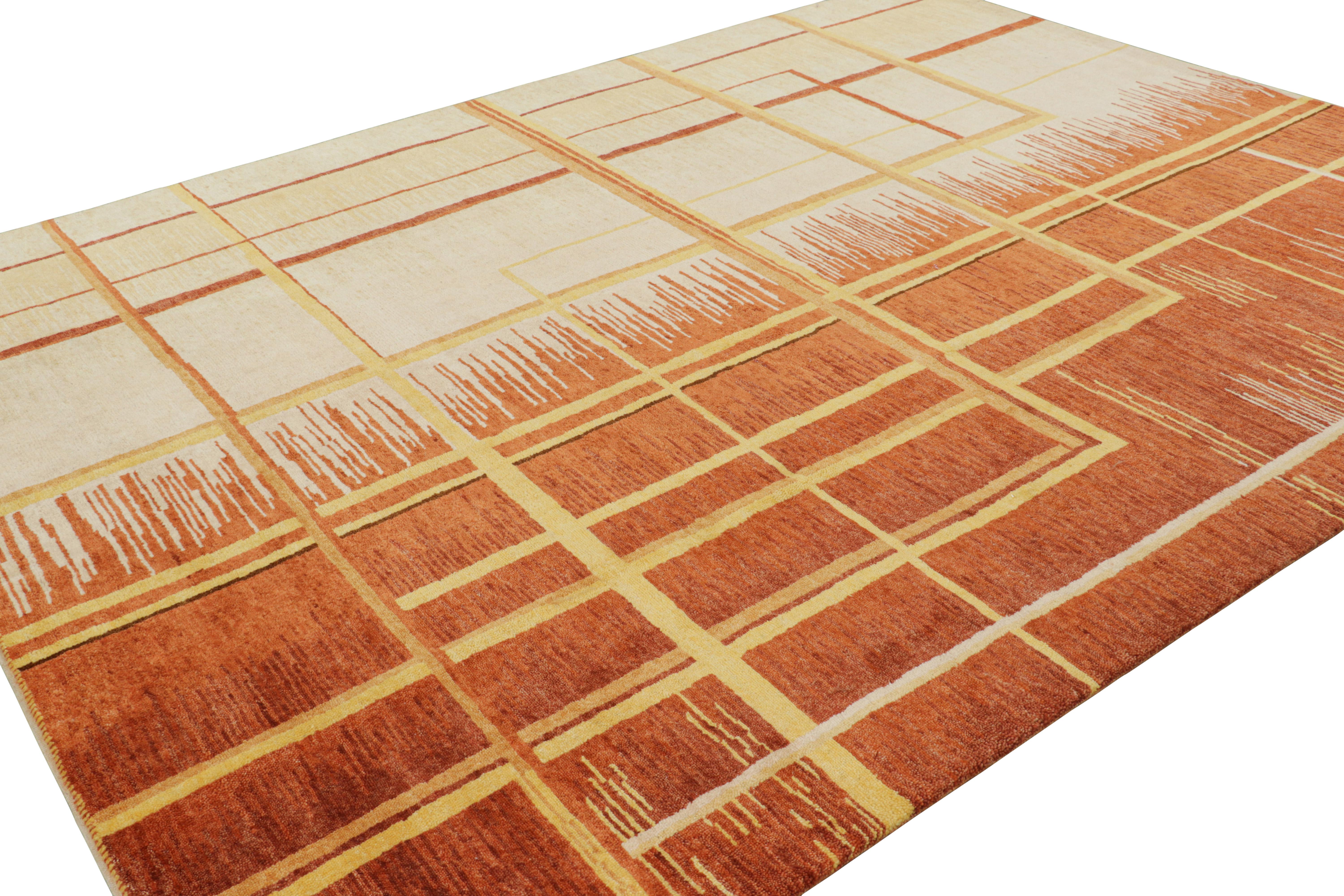 Rug & Kilims französischer Art-Déco-Teppich mit lebhaften geometrischen Mustern (Handgeknüpft) im Angebot