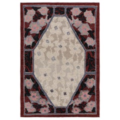 Rug & Kilim’s French Art Deco Rug with with Beige and Red Geometric Patterns