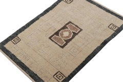 Rug & Kilim’s French Art Deco style Accent Rug in Beige with Medallion Pattern
