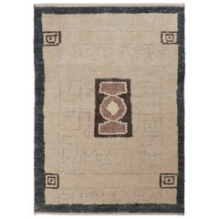 Rug & Kilim’s French Art Deco style Accent Rug in Beige with Medallion Pattern