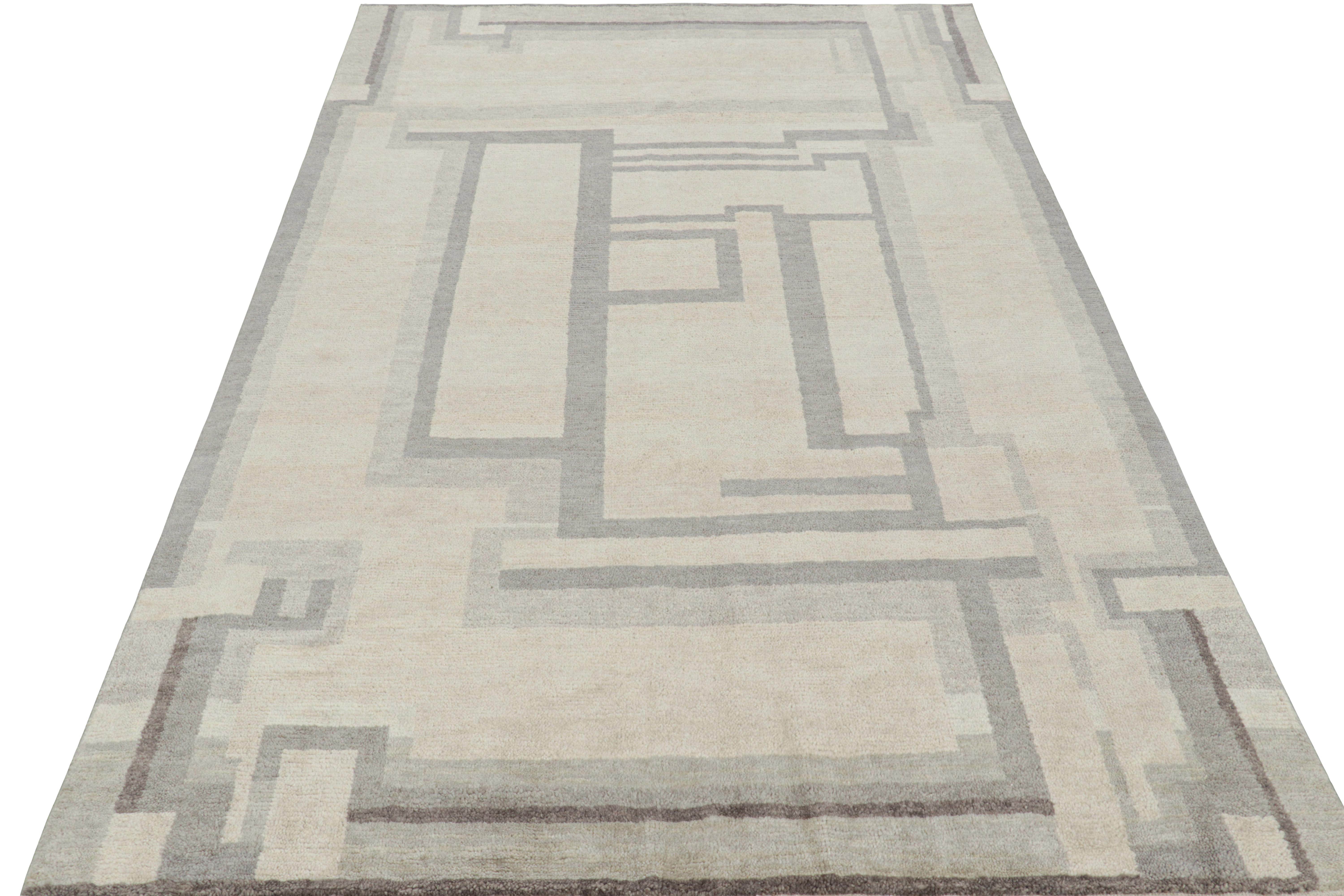 Rug & Kilim's French Art Deco Style Custom Rug Design mit geometrischen Mustern (Handgeknüpft) im Angebot