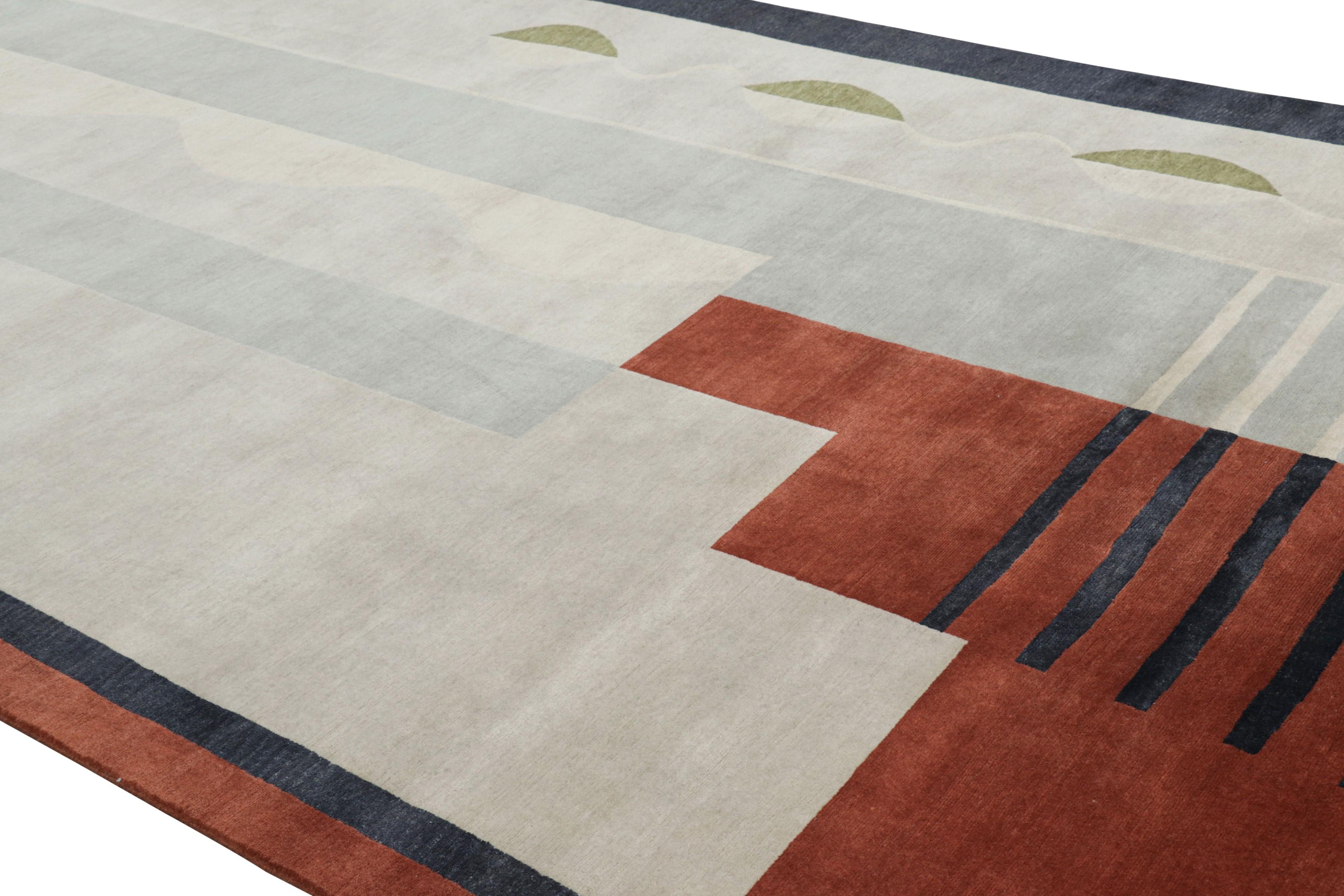 Dieser 8x16 große Galerieteppich ist die nächste Ergänzung der klassisch inspirierten French Deco Collection'S von Rug & Kilim. Das Design des aus Wolle und Seide handgeknüpften Teppichs lehnt sich an den Stil des Art déco der 1920er Jahre an und