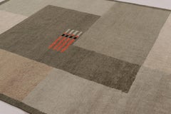 Rug & Kilim's französischer Art-Deco-Teppich in Beige und Grau mit geometrischem Muster
