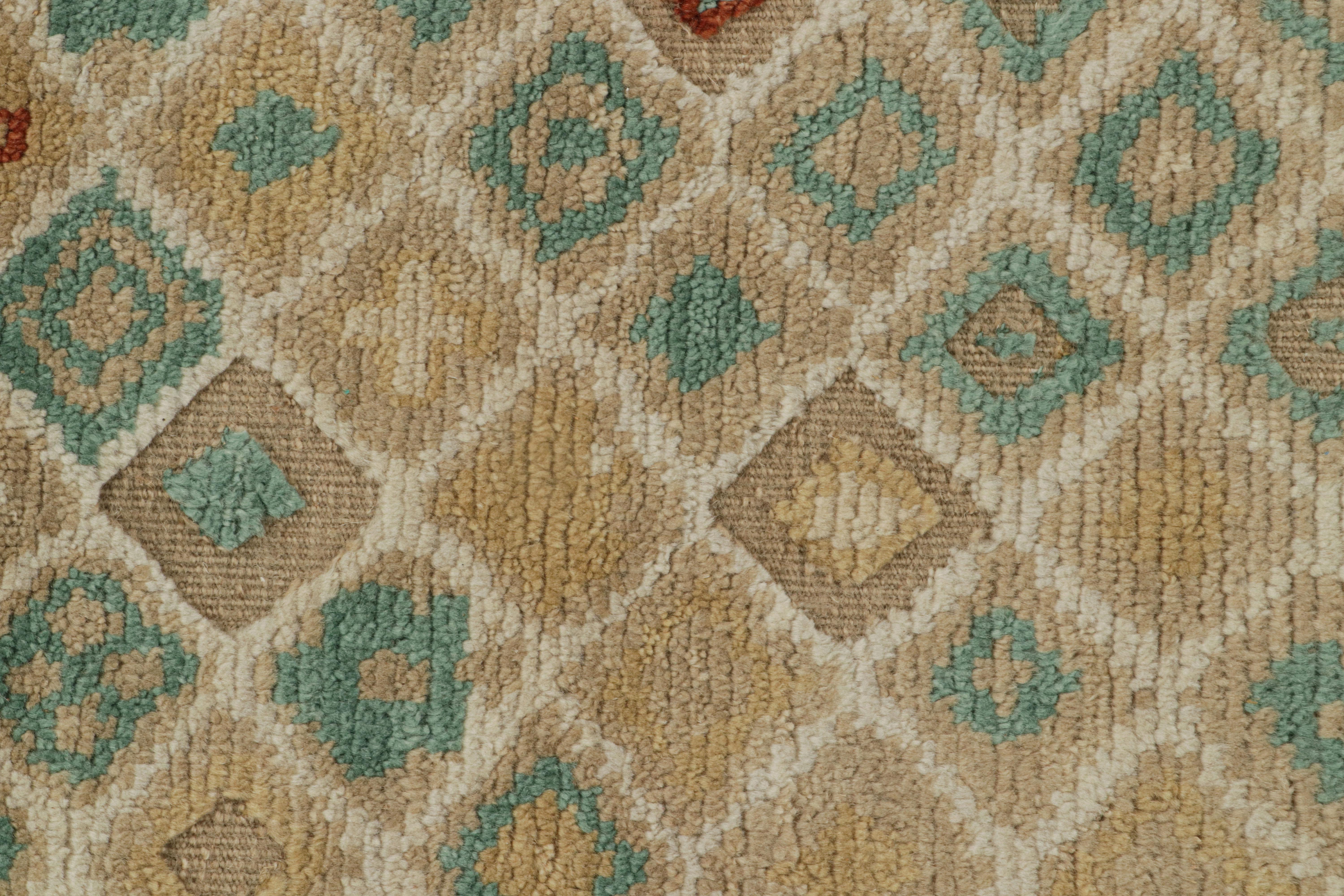 Rug & Kilim's French Art Deco Rug in Beige-Brown & Blue Geometric Pattern (tapis de style Art déco français à motifs géométriques beige, marron et bleu) Neuf - En vente à Long Island City, NY