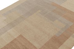 Alfombra francesa de estilo Art Déco de Rug & Kilim con estampado geométrico beige-marrón y gris