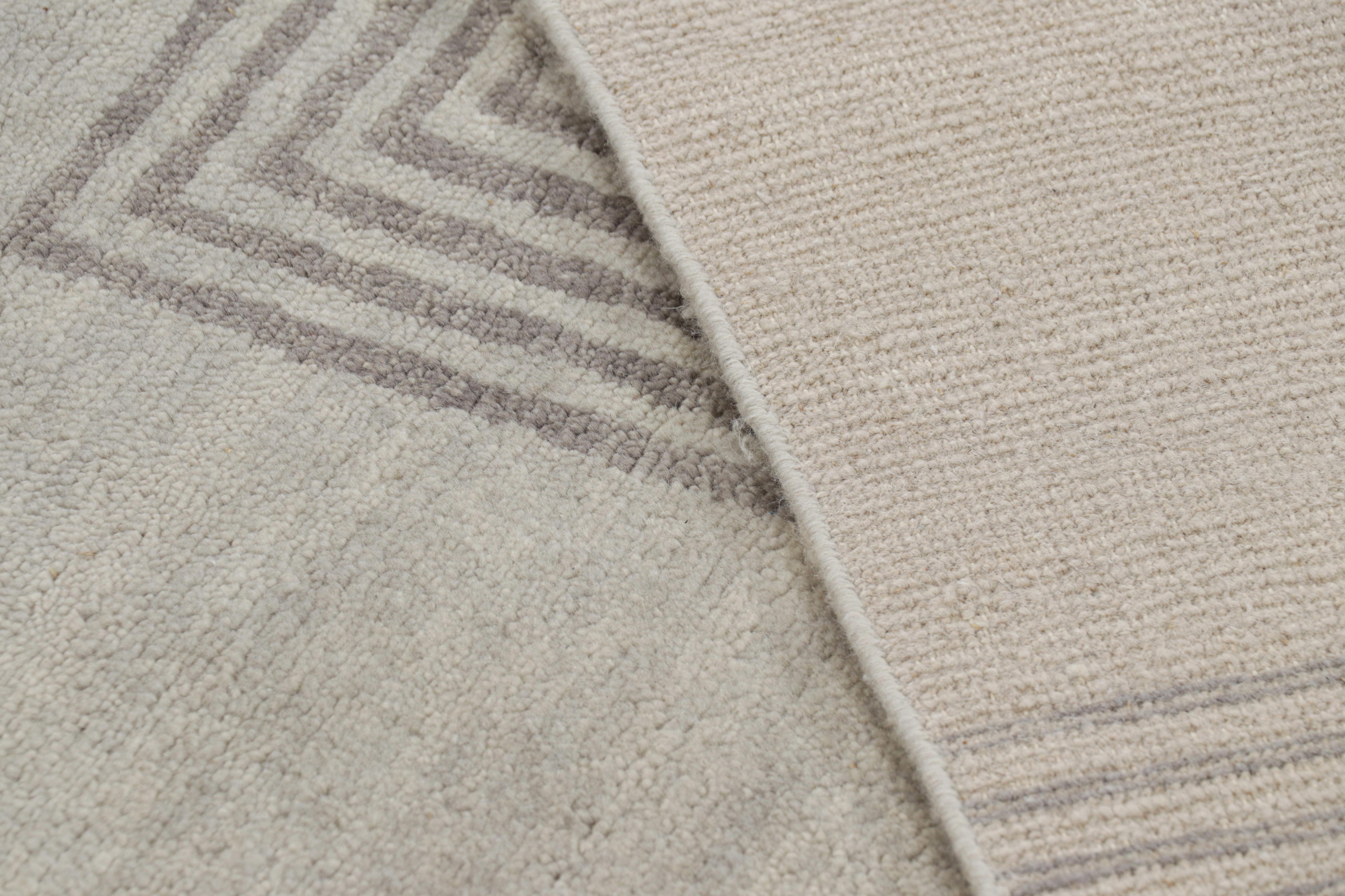 Rug & Kilim’s French Art Deco Style Rug in Beige-Brown & Gray Geometric Patterns For Sale 1