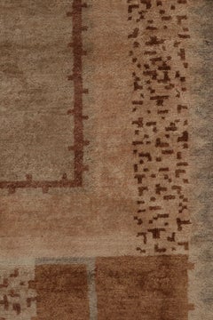 Rug & Kilim’s French Art Deco Style Rug in Beige-Brown with Geometric Patterns