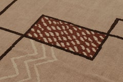 Rug & Kilim’s French Art Deco Style Rug in Beige-Brown with Geometric Patterns