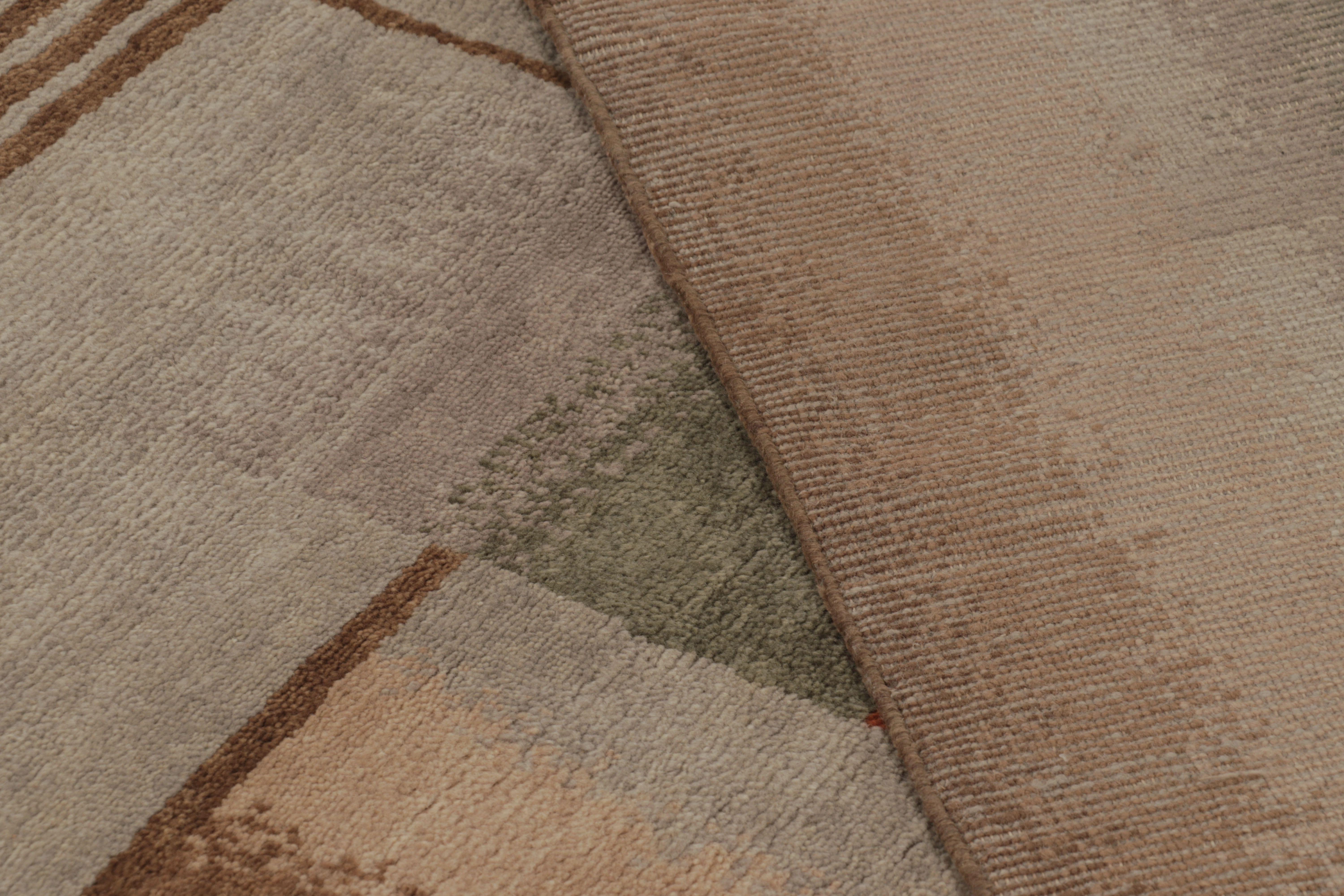 Rug & Kilims französischer Teppich im Art-Déco-Stil in Beige-Braun mit geometrischen Mustern (Wolle) im Angebot