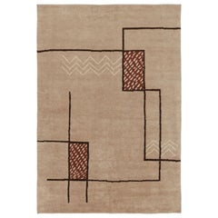 Rug & Kilim’s French Art Deco Style Rug in Beige-Brown with Geometric Patterns