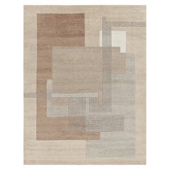 Rug 
Kilims französischer Teppich im Art-Déco-Stil in Beige-Braun mit geometrischen Mustern