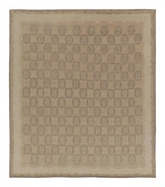Rug
Kilims französischer Teppich im Art-Déco-Stil in Beige-Braun mit geometrischen Mustern