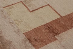 Rug & Kilim’s French Art Deco Style Rug in Beige-Pink with Geometric Patterns