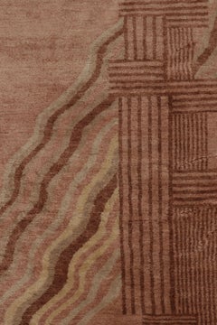 Rug & Kilim’s French Art Deco Style Rug in Beige & Pink with Stylized Skyscraper