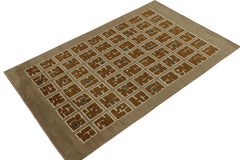 Rug & Kilim’s French Art Deco Style Rug in Beige with Brown Square Patterns