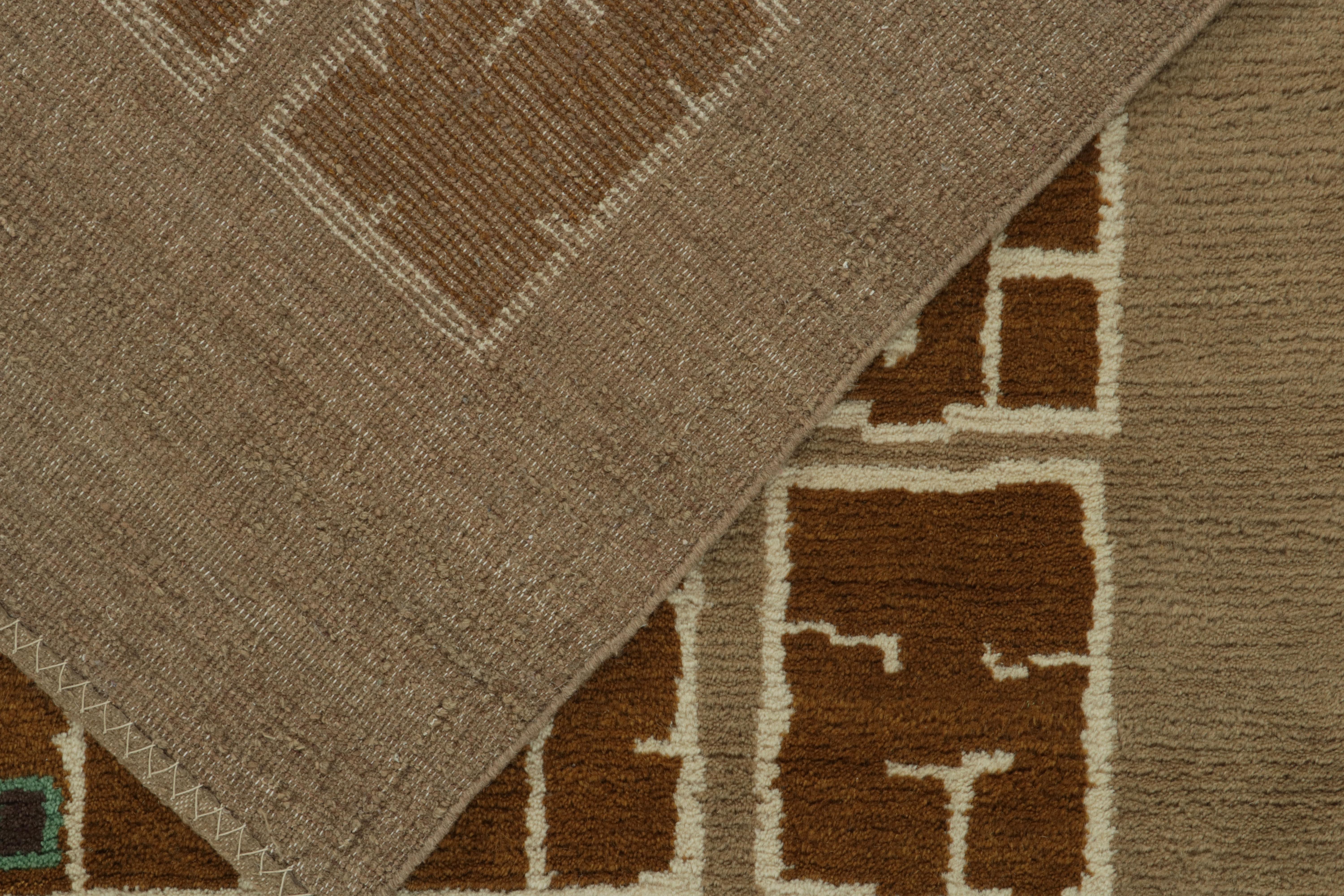 Rug & Kilims französischer Teppich im Art-Déco-Stil in Beige mit braunen Quadratmustern (21. Jahrhundert und zeitgenössisch) im Angebot