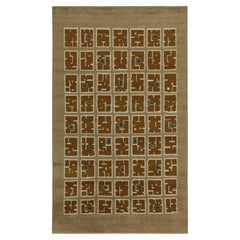 Französischer Teppich im Art-déco-Stil von Teppich & Kilims in Beige mit braunen quadratischen Mustern