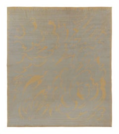 Rug & Kilim’s French Art Deco Style Rug in Beige with Gold Curving Patterns