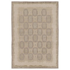 Rug & Kilim’s French Art Deco Style Rug in Beige with Light Geometric Patterns