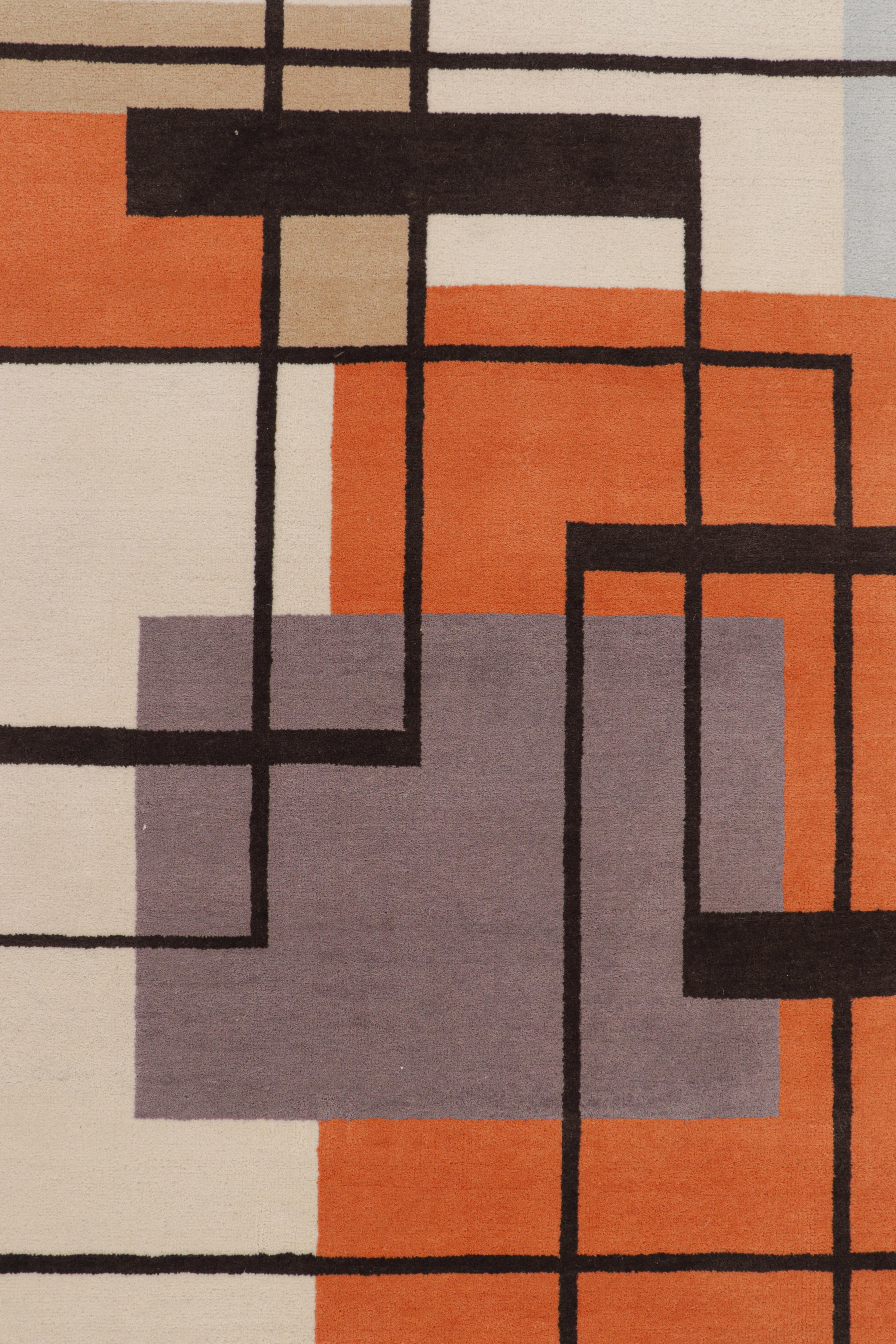 Indiano Rug & Kilim è un tappeto in stile Art Deco francese in blu e beige con motivi geometrici in vendita