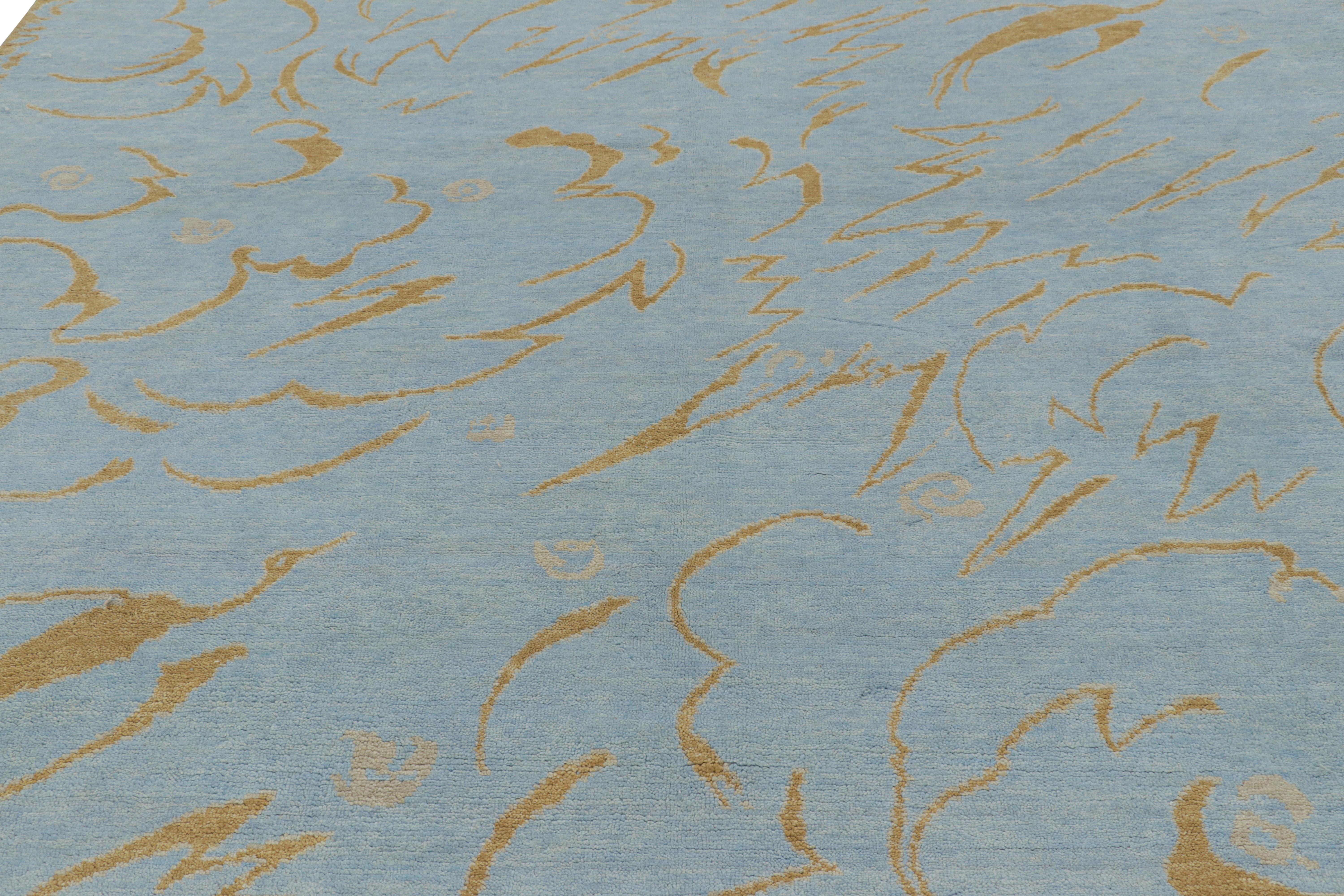 Dieser moderne, handgeknüpfte Wollteppich im Format 9x12 repräsentiert die französische Art-Déco-Teppichkollektion von Rug & Kilim - eine zeitgenössische Ode an den modernen Stil der 1920er Jahre mit kühnen Mustern im Stil eines ästhetischen