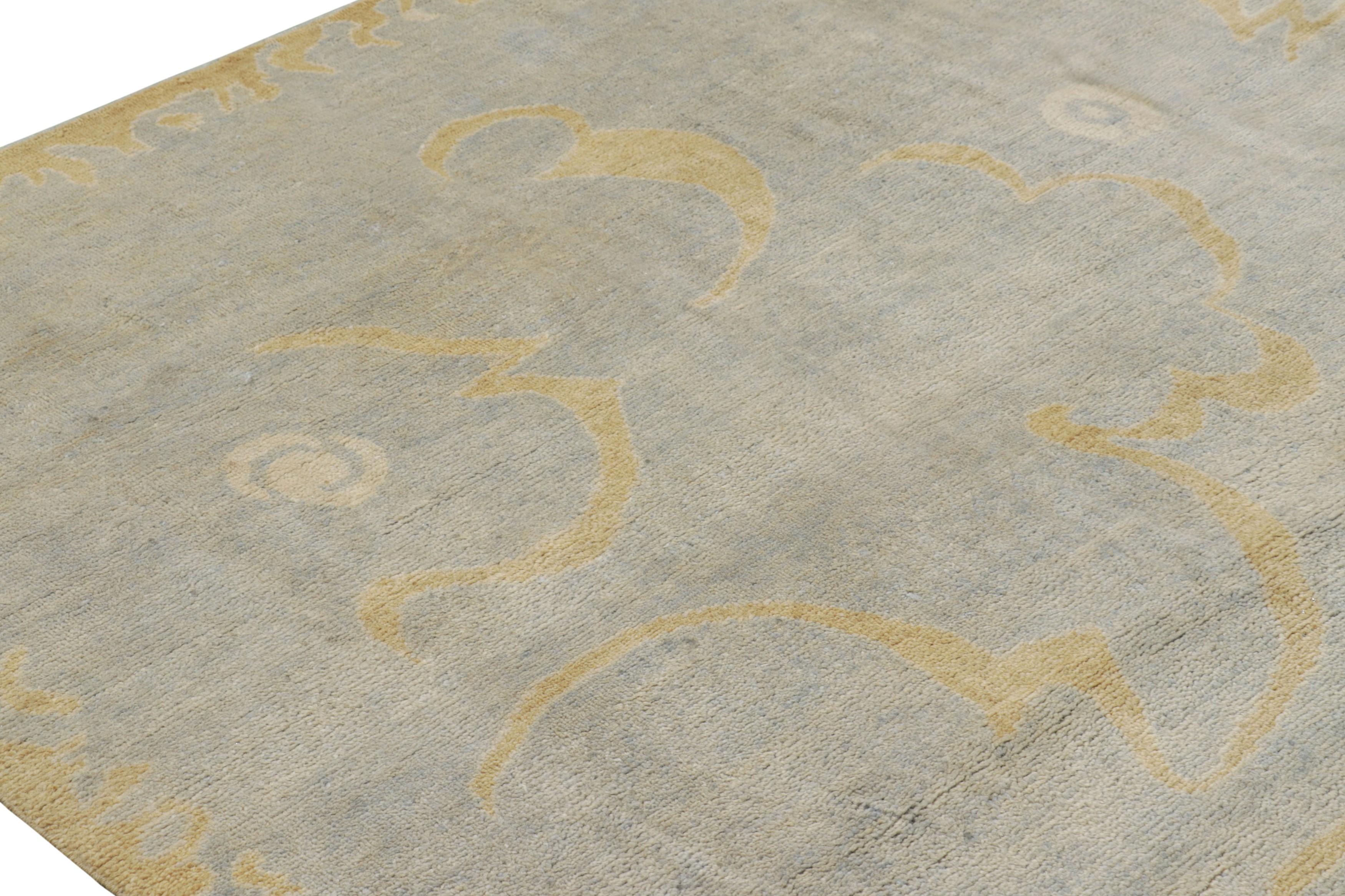 Indiano Rug & Kilim è un tappeto francese in stile Art Déco con motivi geometrici gialli e blu in vendita