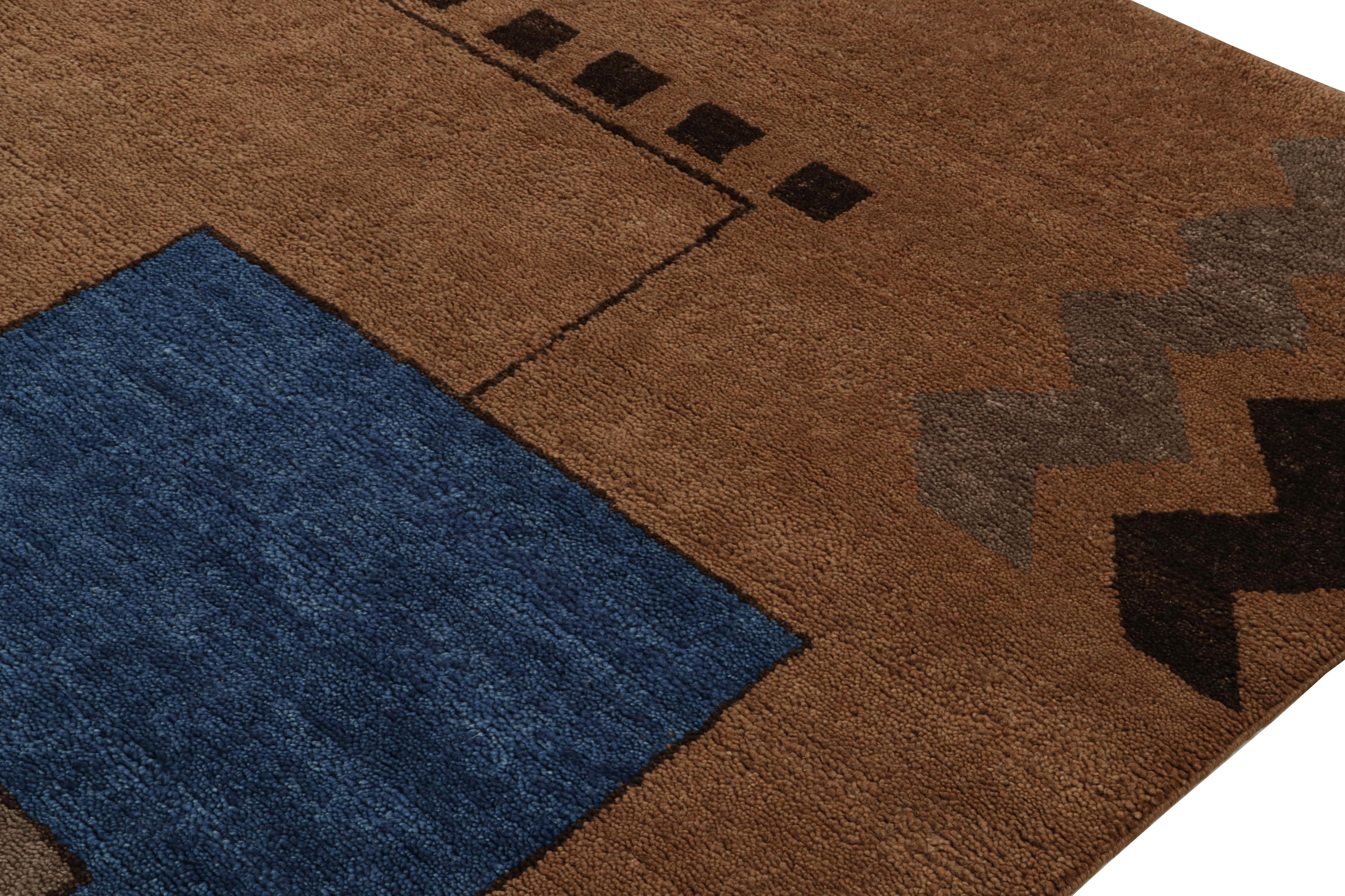 Rug & Kilim's French Art Deco style rug in Brown with Geometric Patterns (tapis français de style Art déco à motifs géométriques) Neuf - En vente à Long Island City, NY