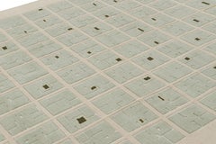 Rug & Kilim’s French Art Deco Style Rug in Cream with Seafoam Geometric Pattern