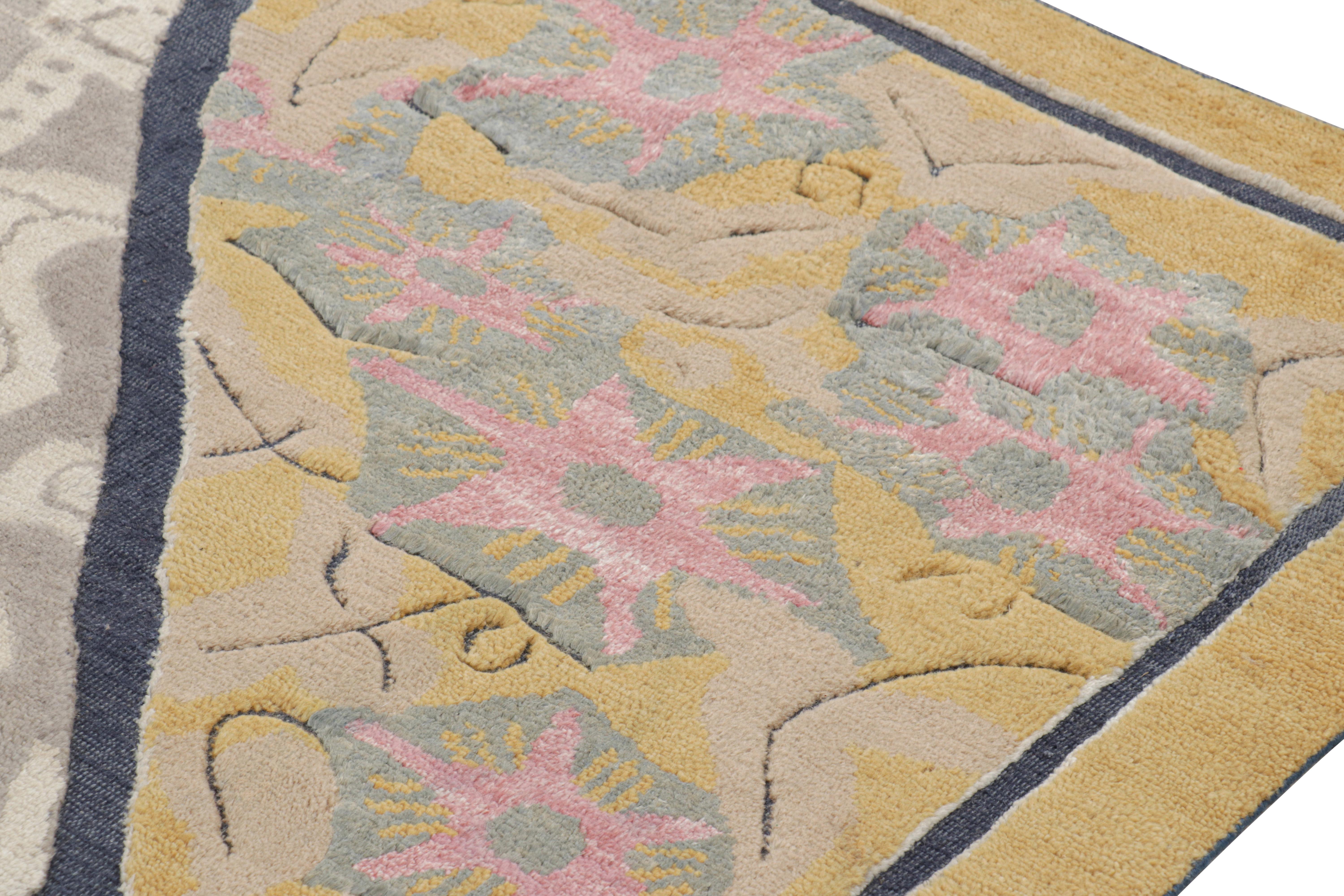 Rug & Kilim’s French Art Deco Style Rug in Gold with Colorful Geometric Patterns In New Condition For Sale In Long Island City, NY