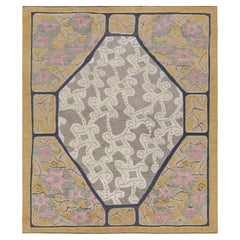 Rug & Kilim’s French Art Deco Style Rug in Gold with Colorful Geometric Patterns