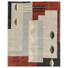 Rug & Kilim’s French Art Deco Style Rug in Gray, Brown & Black Geometric Pattern