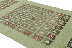 Rug & Kilim’s French Art Deco Style Rug in Green with Geometric Patterns