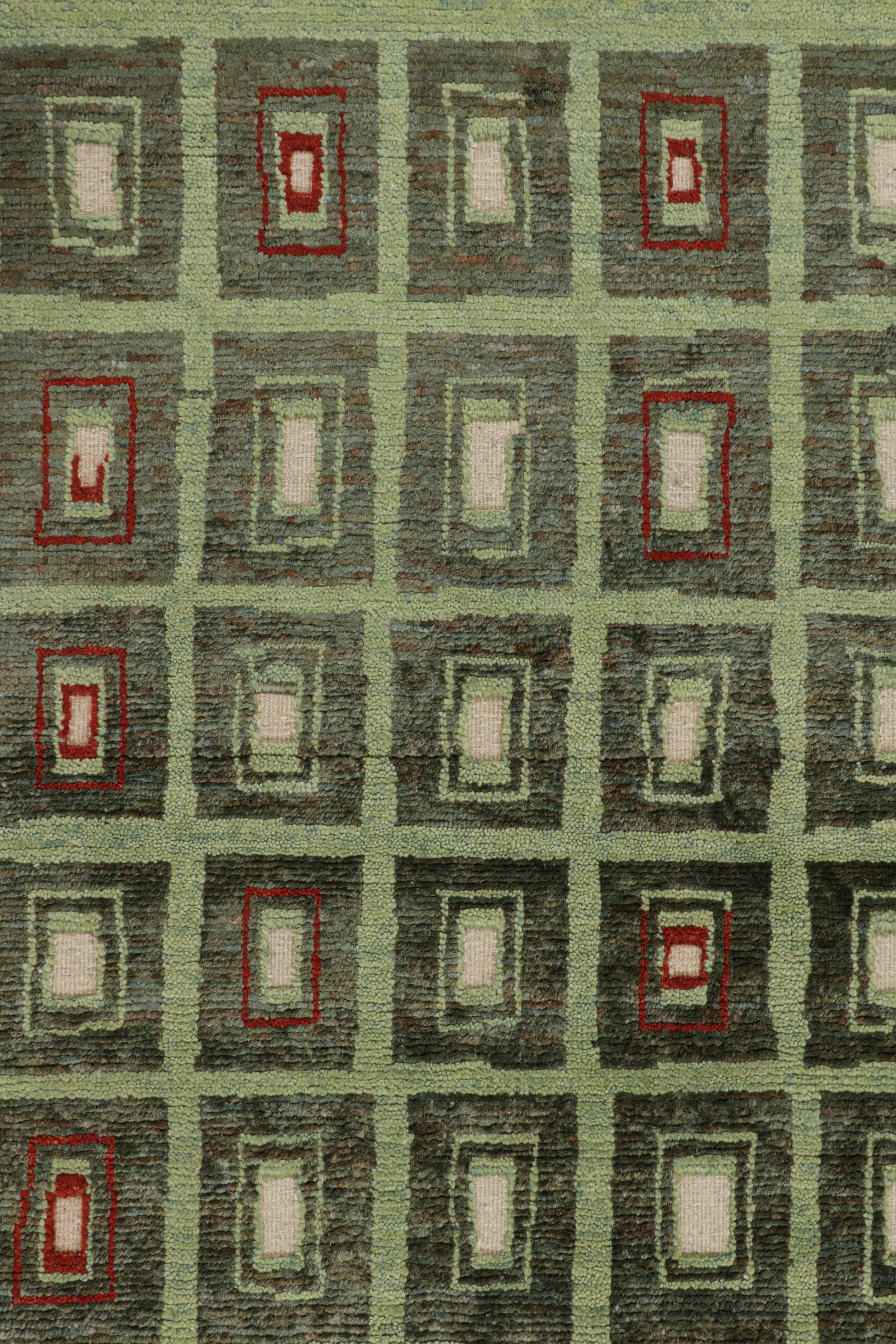 Moderne Rug & Kilim's French Art Deco Style Rug in Green with Geometric Patterns (tapis français de style Art déco à motifs géométriques) en vente