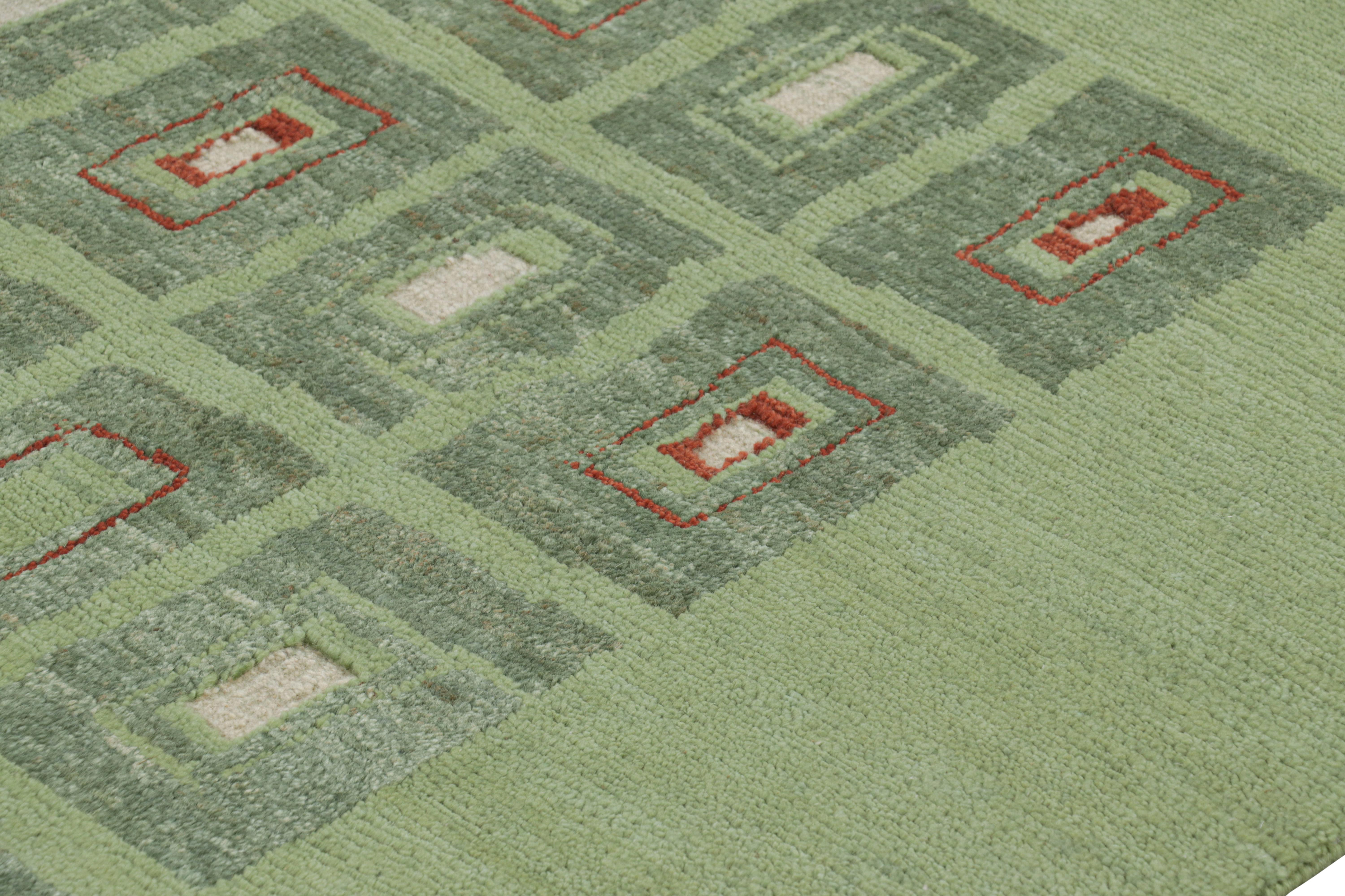 Art Déco Rug & Kilim è un tappeto francese in stile Art Deco di colore verde con motivi geometrici in vendita