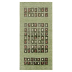 Rug & Kilim’s French Art Deco Style Rug in Green with Geometric Patterns