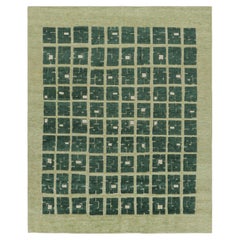 Rug & Kilim's French Art Deco Style Rug in Green with Geometric Patterns (tapis français de style Art déco à motifs géométriques)