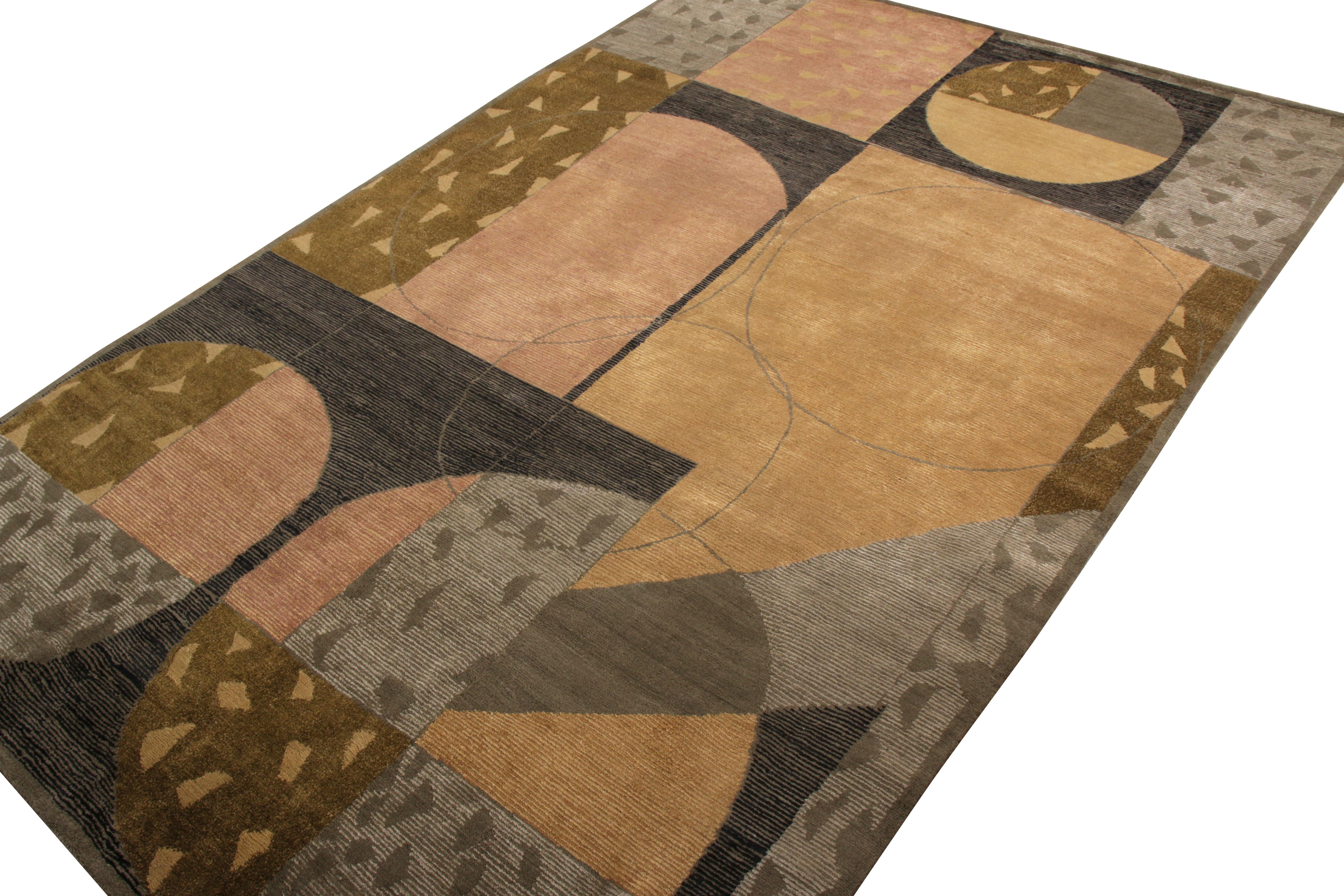 Nepalese Rug & Kilim's French Art Deco Style Rug in Modern Geometric Style For Sale